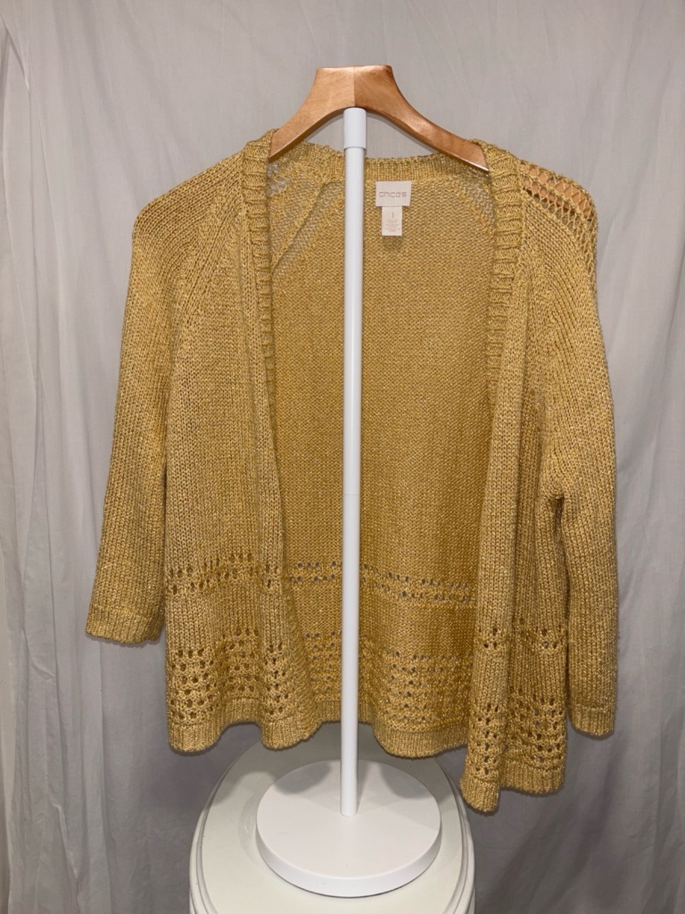Chico's Open-Front Knit Cardigan - gold